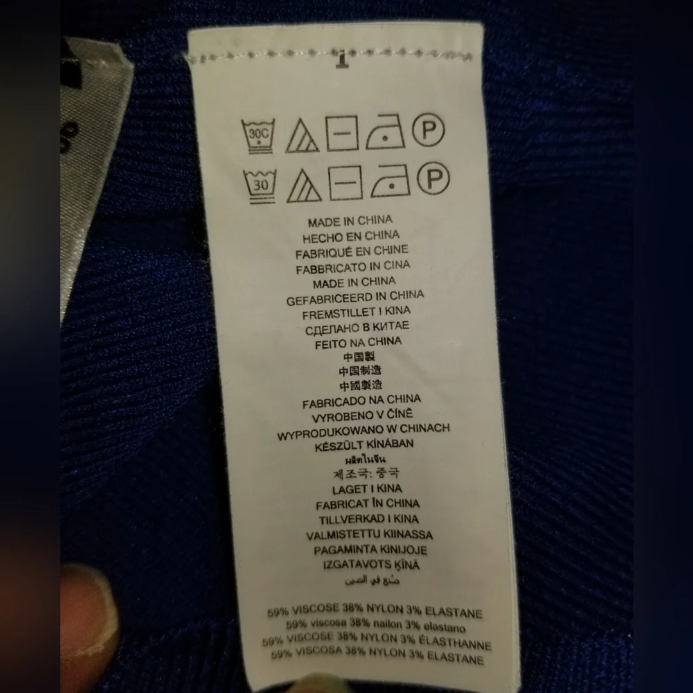 Michael Kors blue long sleeve dress with black MK accents - Picture 3 of 9